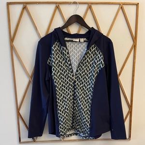Chico's Navy and White Patterned Jacket